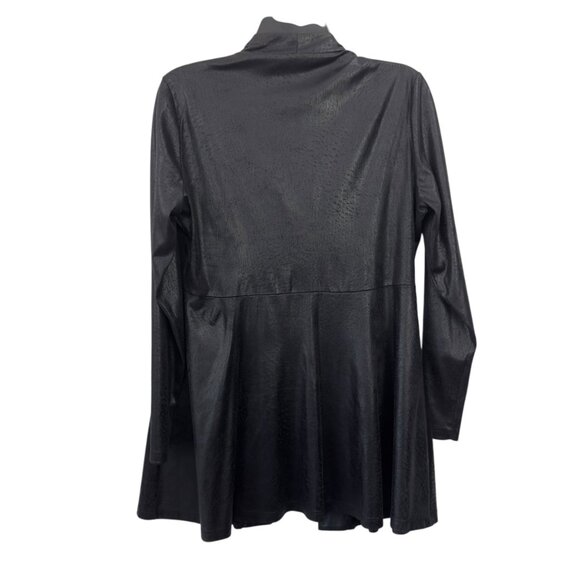 Soft Works Faux Coating Black Open Front Cardigan Jacket Womens S - Picture 6 of 11